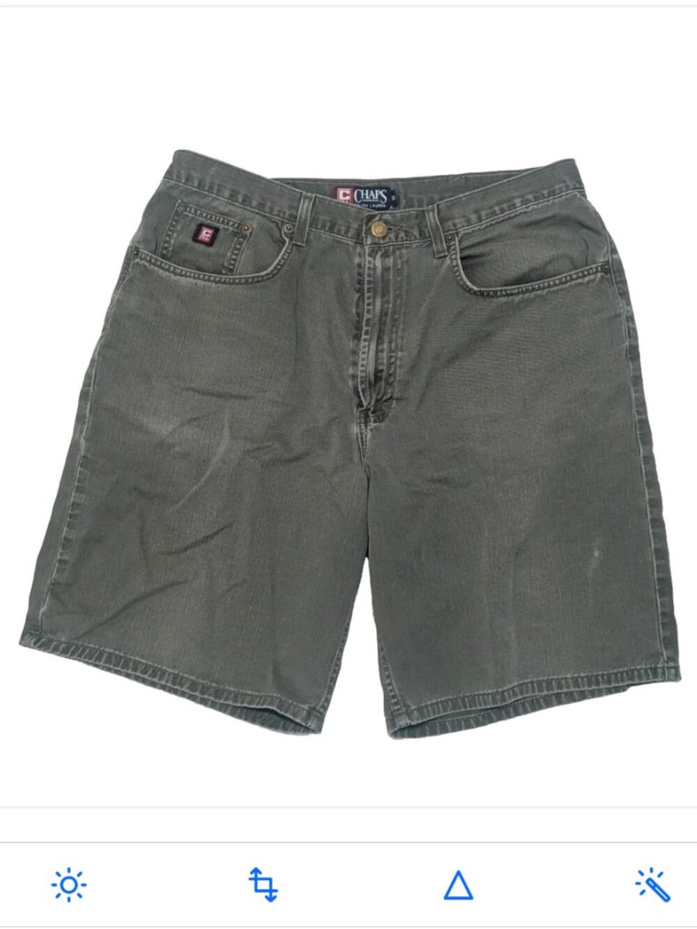 Vintage Ralph Laurent Chaps Men's Olive Military Green Denim 5 pocket Shorts 36